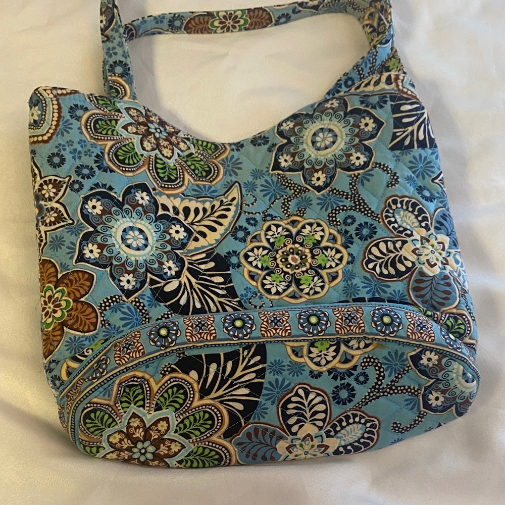 Vera Bradley Blue and Brown Floral Shoulder Bag - Picture 3 of 11